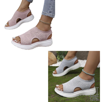 👡 Atmungsaktive Plateau-Sandalen aus Strick für Damen – leicht & komfortabel
