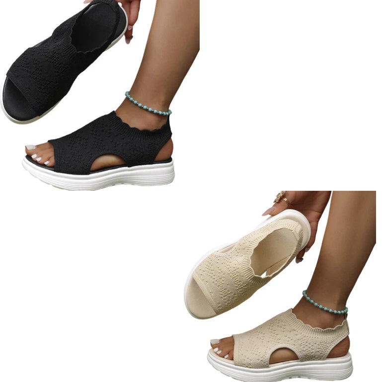 👡 Atmungsaktive Plateau-Sandalen aus Strick für Damen – leicht & komfortabel