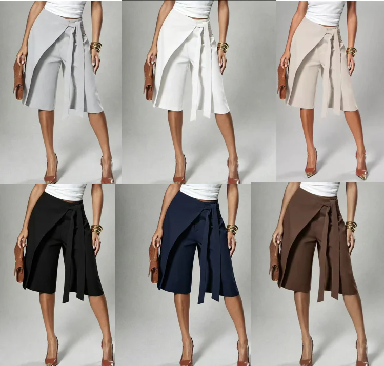 😍 2026 HOT SALE – 50% OFF! 💖 Women's Chic Tie-Front Wide-Leg Culottes – eleganter Look, luftiger Schnitt & vielseitig – perfekt für Büro, Alltag & besondere Anlässe