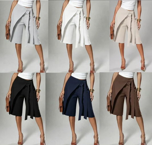 😍 2026 HOT SALE – 50% OFF! 💖 Women's Chic Tie-Front Wide-Leg Culottes – eleganter Look, luftiger Schnitt & vielseitig – perfekt für Büro, Alltag & besondere Anlässe