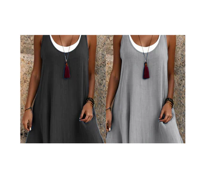🔔 Letzte 100 Stück – solange der Vorrat reicht! Lässiges, lockeres, ärmelloses Tanktop-Kleid in Layering-Optik für Damen