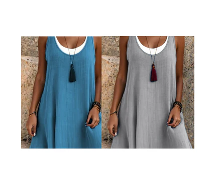 🔔 Letzte 100 Stück – solange der Vorrat reicht! Lässiges, lockeres, ärmelloses Tanktop-Kleid in Layering-Optik für Damen