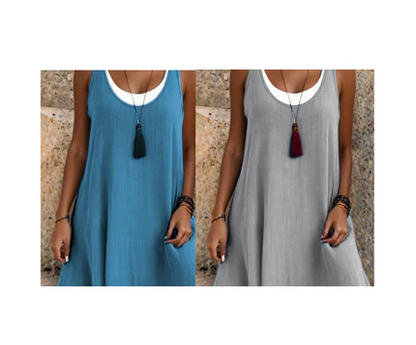 🔔 Letzte 100 Stück – solange der Vorrat reicht! Lässiges, lockeres, ärmelloses Tanktop-Kleid in Layering-Optik für Damen