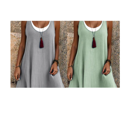 🔔 Letzte 100 Stück – solange der Vorrat reicht! Lässiges, lockeres, ärmelloses Tanktop-Kleid in Layering-Optik für Damen