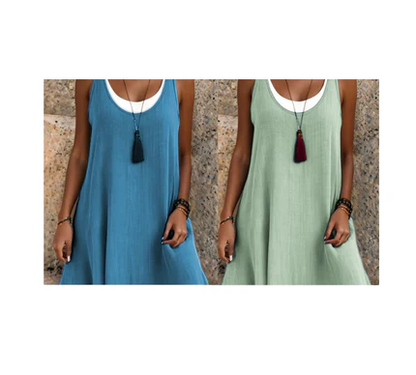 🔔 Letzte 100 Stück – solange der Vorrat reicht! Lässiges, lockeres, ärmelloses Tanktop-Kleid in Layering-Optik für Damen