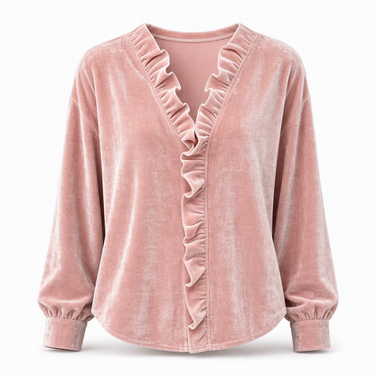 📢📢50% Rabatt!!! 🎉✨ Elegante Samtbluse mit langen Ärmeln für Damen