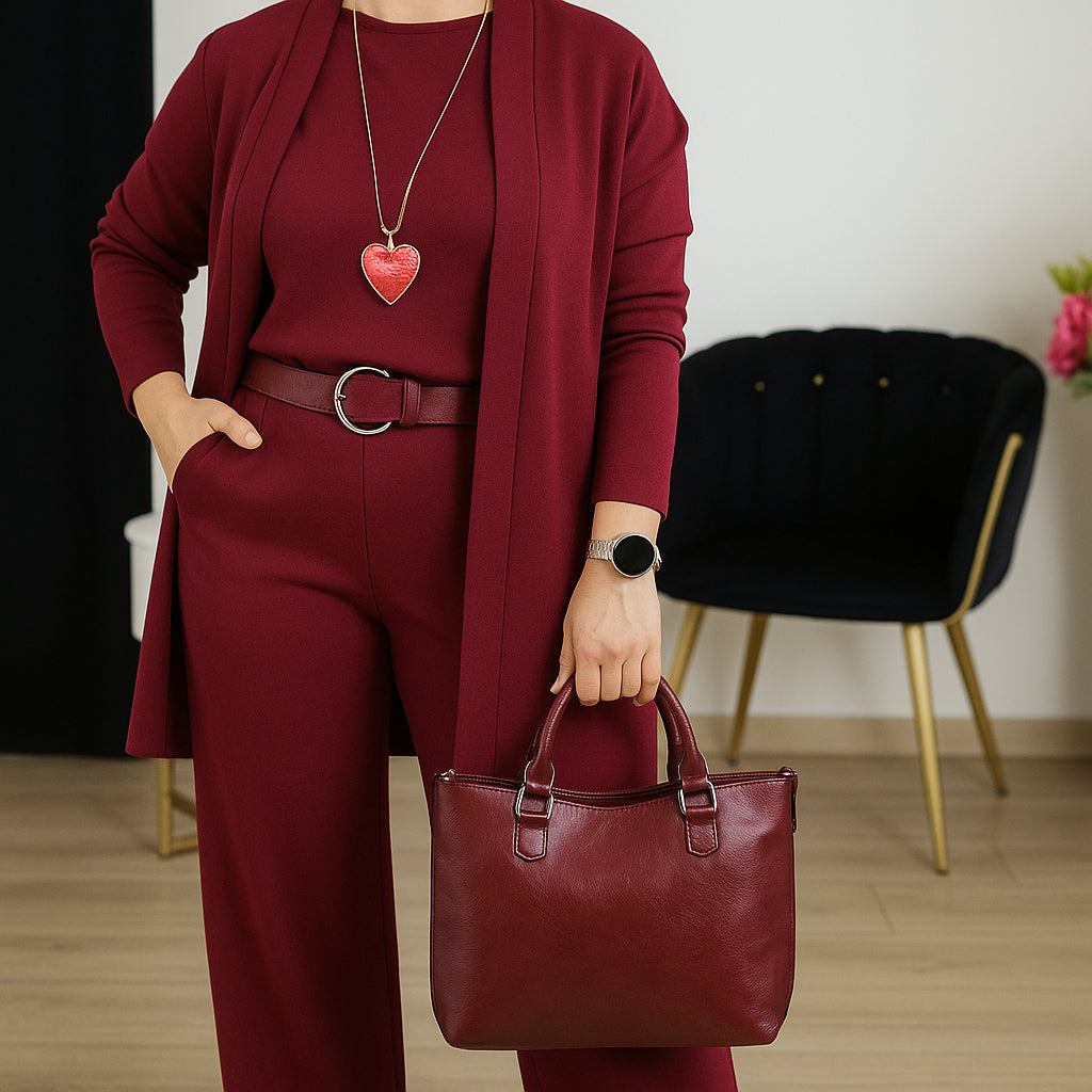 ⏳Zeitlich begrenztes Sonderangebot⏰Elegantes 3-teiliges Set aus Longline-Cardigan, Top und Hose💞