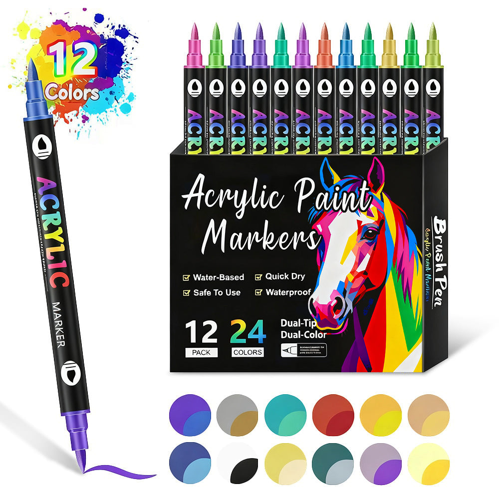 🔥 50 % RABATT! 🌈🖌️ Acrylstift-Marker mit zwei Spitzen – Farbenfroh & vielseitig ✨🎨