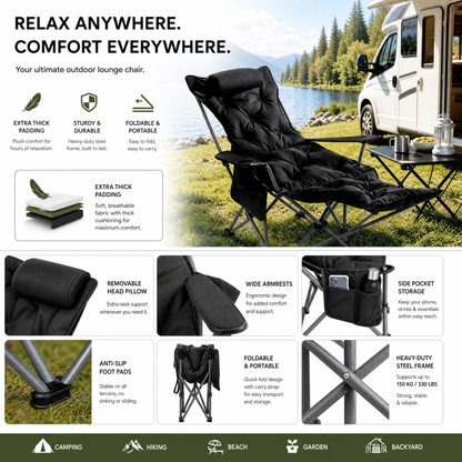 🪑 50% RABATT! 🌿 Tragbarer verstellbarer Klappstuhl für Außenbereich – Leicht, stabil & vielseitig – Ideal für Garten, Camping, Strand oder Terrasse – einfacher Transport und Aufbau 🏕️✨