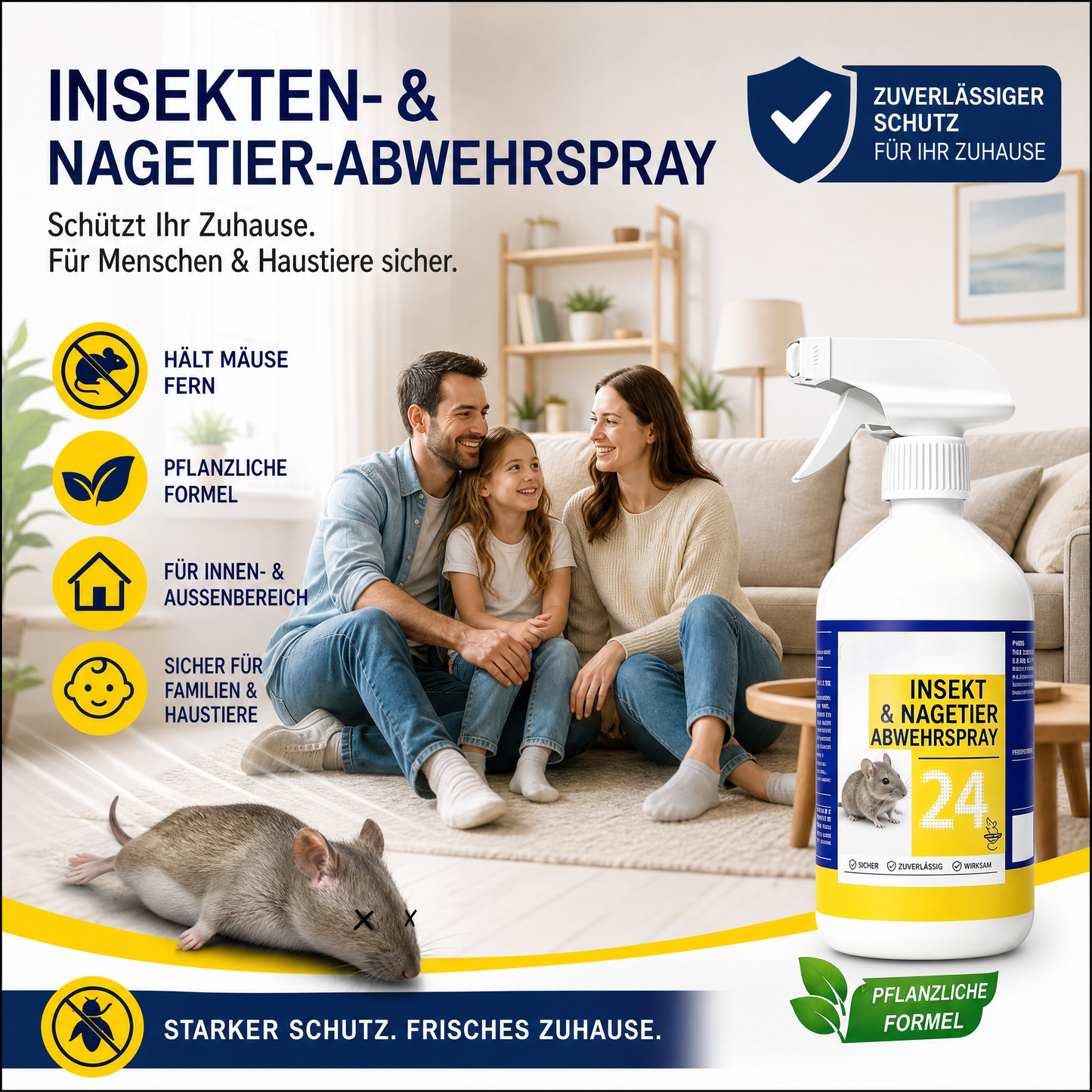 🐭🚫 Universal-Nagetierabwehrspray – Pflanzlich, geruchsneutral & langanhaltend – Vertreibt Mäuse, Ratten & Co. – Perfekt für Keller, Garage, Garten & Auto ✨