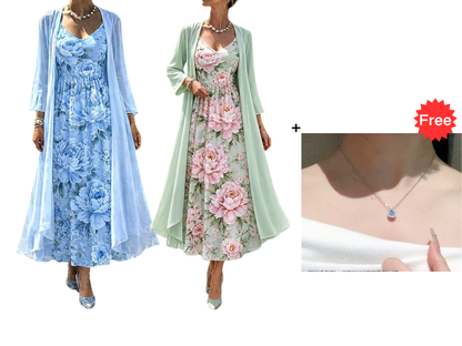 🌸👗Elegantes zweiteiliges Blumenkleid-Set für Damen – der perfekte Look für den Sommerurlaub✨