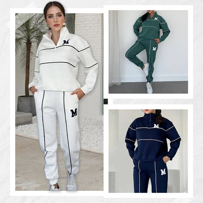 📢📢50% Rabatt!!! 🎉✨ Lässiges Sweatshirt 2-teiliges Set mit Linienmuster – Modernes Linien-Design, bequemer Schnitt und perfekt aufeinander abgestimmt – perfekt für einen lässigen Look im Alltag & in der Freizeit