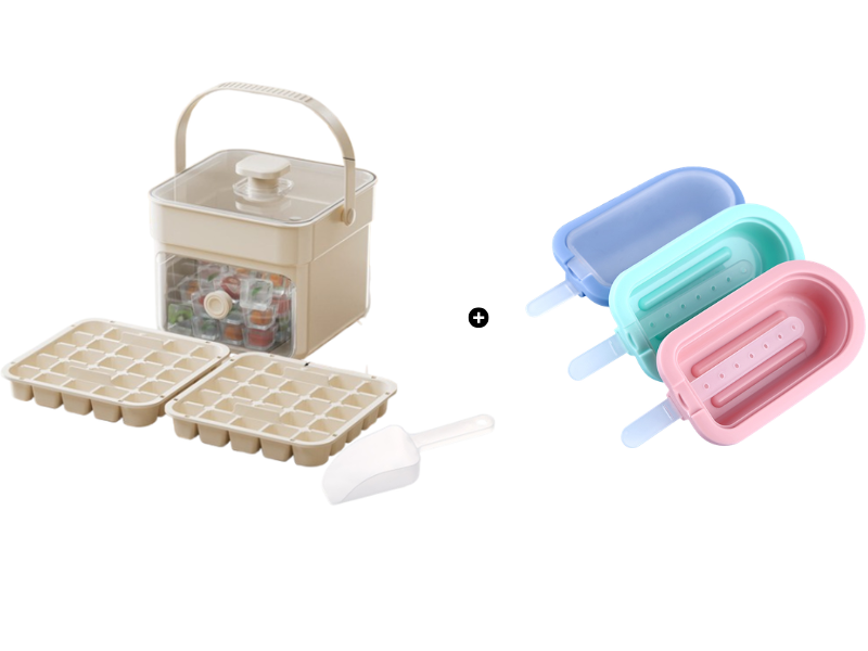 🧊 Eiswürfelform mit Aufbewahrungsbehälter & Ein-Knopf-Bedienung – müheloses Entnehmen, perfekt für Zuhause, Partys & Balkon
