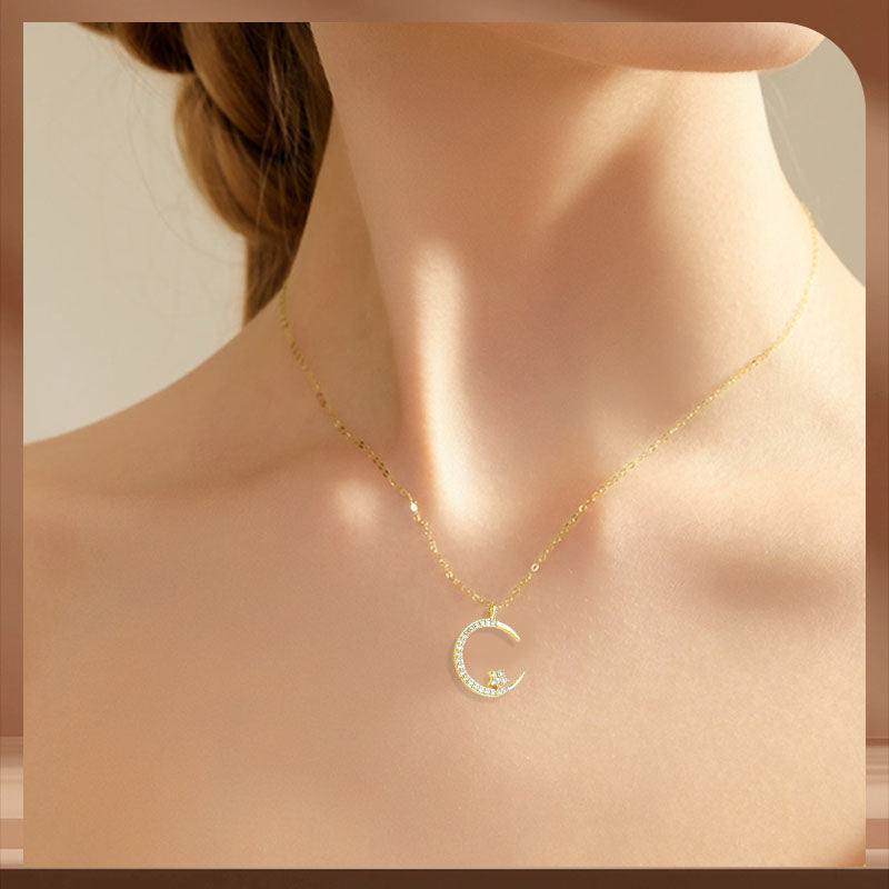 🌙✨ Funkelnde Mond & Stern Halskette – Zarte Kette, Strahlender Anhänger & Romantisches Symbol 💫