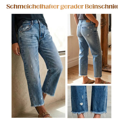 📢📢50%Rabatt!!!✨🔥Damen-Retro-Cropped-Straight-Leg-Jeans👖