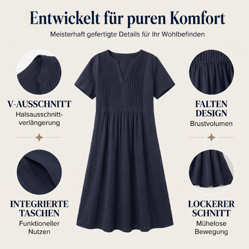 🔥 🔥Nur heute – Bis zu 50% RABATT 👗 Damen lockeres lässiges V-Ausschnitt Kleid✨