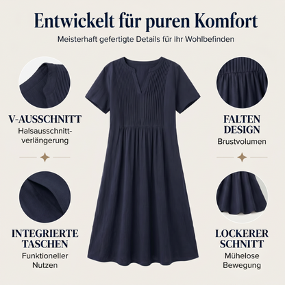 🔥 🔥Nur heute – Bis zu 50% RABATT 👗 Damen lockeres lässiges V-Ausschnitt Kleid✨