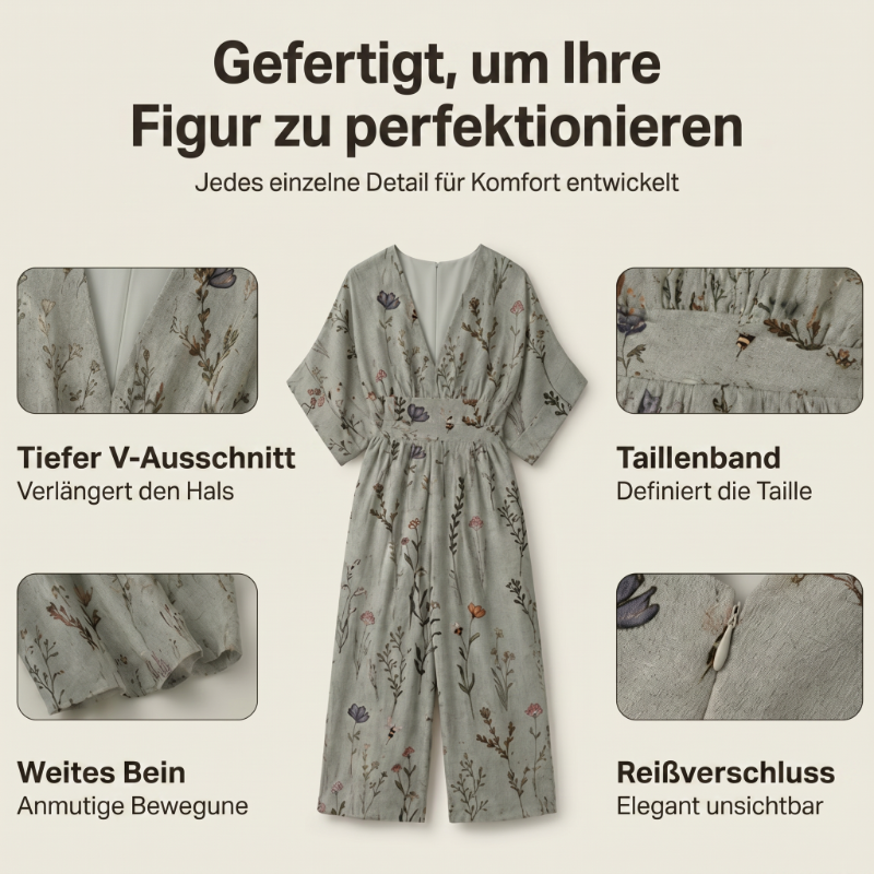 🌙 Heute um Mitternacht vorbei – verpassen Sie es nicht, sonst warten Sie ein Jahr! Damen elegantes V-Ausschnitt-Print-Jumpsuit