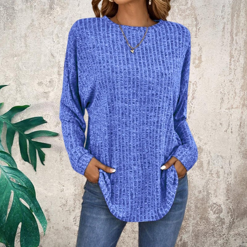 📢📢50%Rabatt!!!🎉✨Strickoberteil mit Rundhalsausschnitt, Rippstrick, langen Ärmeln & lockerer Passform – Weicher Strick, bequemer Schnitt & vielseitig kombinierbar – Perfekt für Alltag, Freizeit & kühle Tage