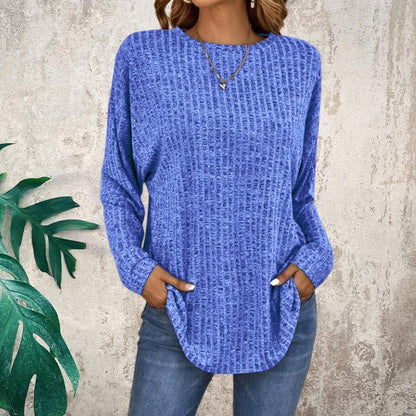 📢📢50%Rabatt!!!🎉✨Strickoberteil mit Rundhalsausschnitt, Rippstrick, langen Ärmeln & lockerer Passform – Weicher Strick, bequemer Schnitt & vielseitig kombinierbar – Perfekt für Alltag, Freizeit & kühle Tage