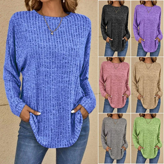 📢📢50%Rabatt!!!🎉✨Strickoberteil mit Rundhalsausschnitt, Rippstrick, langen Ärmeln & lockerer Passform – Weicher Strick, bequemer Schnitt & vielseitig kombinierbar – Perfekt für Alltag, Freizeit & kühle Tage