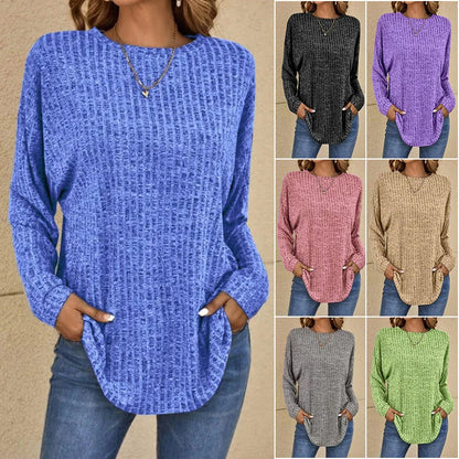 📢📢50%Rabatt!!!🎉✨Strickoberteil mit Rundhalsausschnitt, Rippstrick, langen Ärmeln & lockerer Passform – Weicher Strick, bequemer Schnitt & vielseitig kombinierbar – Perfekt für Alltag, Freizeit & kühle Tage