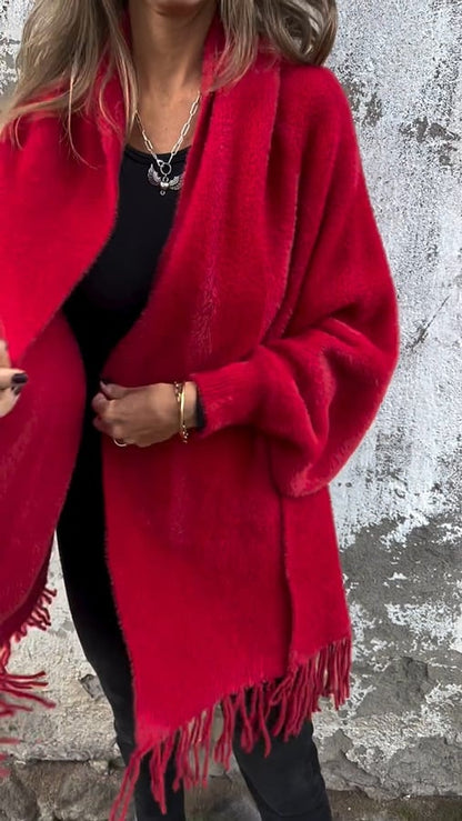 🍂Herbst-Specials🍂Langärmliger, lässiger Schalmantel mit Quaste für Damen