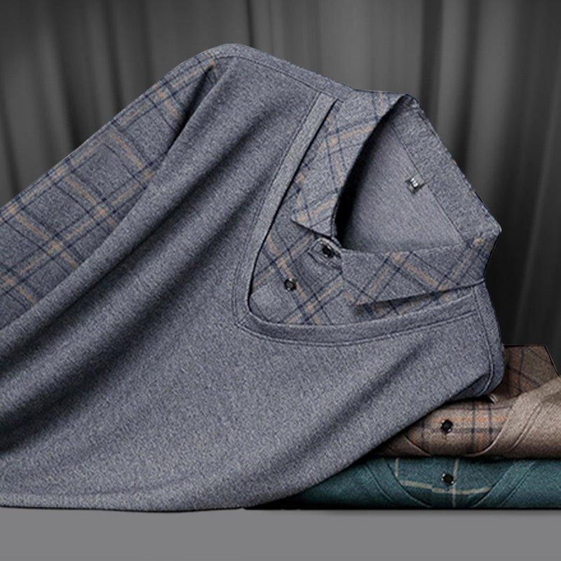 🍃Langarm-Oberteil in Layering-Optik für Herren