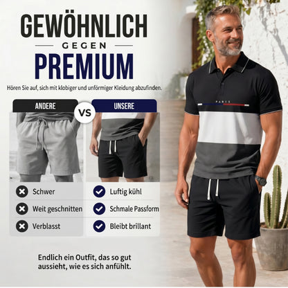 👕 2-teiliges Sommer-Set für Herren – Polo-Shirt & Shorts, atmungsaktiv, bequem & vielseitig für Sport, Alltag & Freizeit