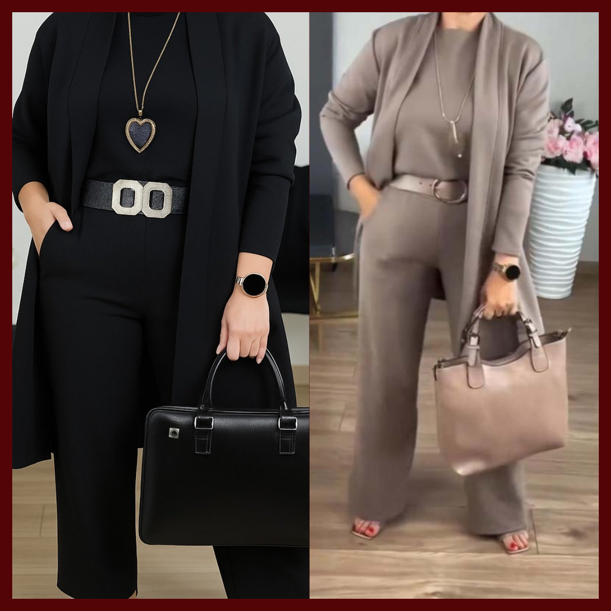 ⏳Zeitlich begrenztes Sonderangebot⏰Elegantes 3-teiliges Set aus Longline-Cardigan, Top und Hose💞