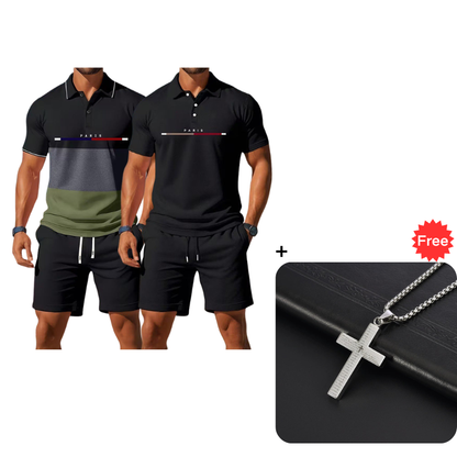 👕 2-teiliges Sommer-Set für Herren – Polo-Shirt & Shorts, atmungsaktiv, bequem & vielseitig für Sport, Alltag & Freizeit