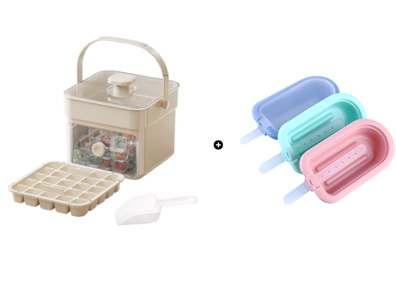 🧊 Eiswürfelform mit Aufbewahrungsbehälter & Ein-Knopf-Bedienung – müheloses Entnehmen, perfekt für Zuhause, Partys & Balkon