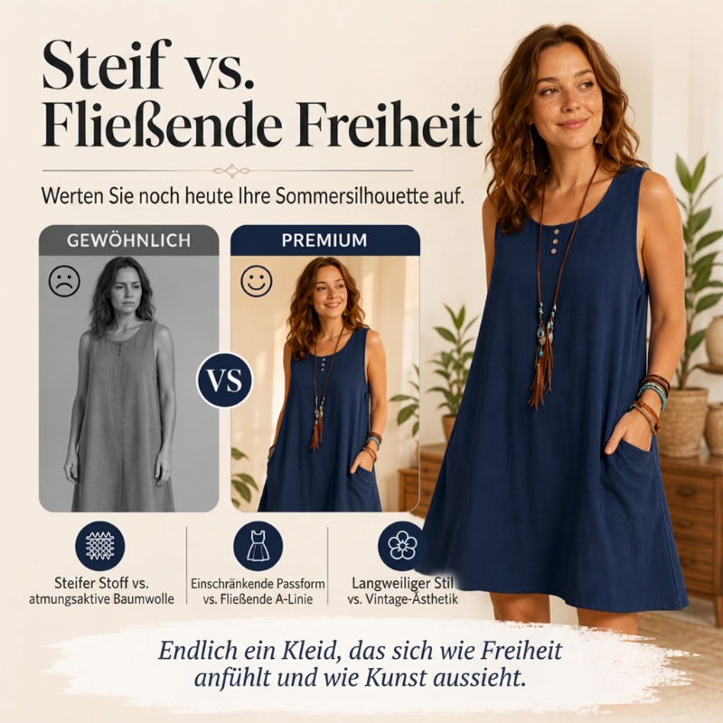 🚨 Eilmeldung: 50% endet heute Nacht! Ärmelloses, locker sitzendes Damenkleid mit Taschen
