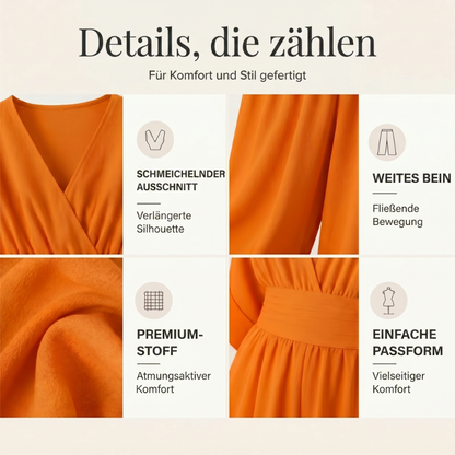 ✨ Einteiler mit V-Ausschnitt, hoher Taille & weitem Bein – bequem, knitterarm & leicht zu kombinieren – zu Sneakern, Sandalen oder High Heels