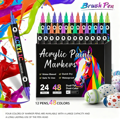 🔥 50 % RABATT! 🌈🖌️ Acrylstift-Marker mit zwei Spitzen – Farbenfroh & vielseitig ✨🎨