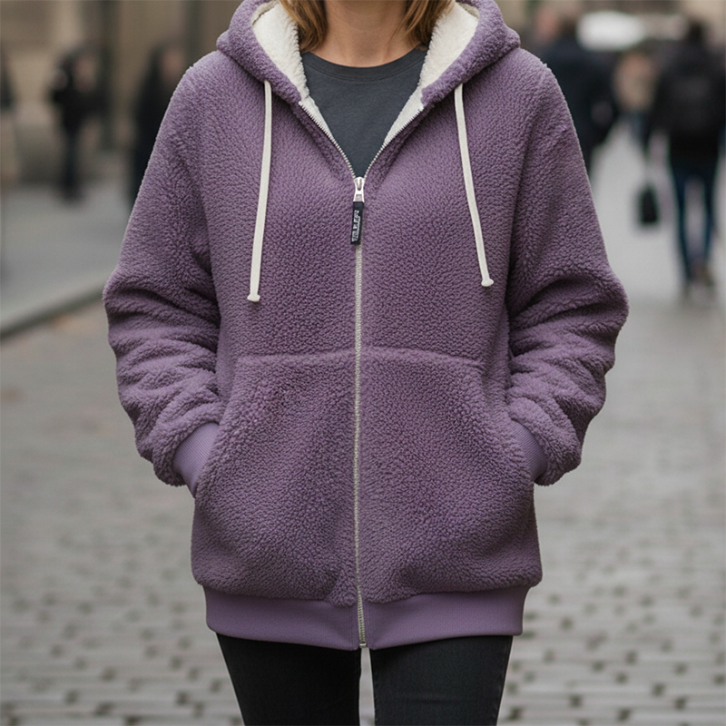 🧥 60% RABATT! ✨ Kapuzen-Fleecejacke mit Lammfellfutter - Winddicht & Wärmeisolierend für Extremes Winterwetter ❄️🛡️