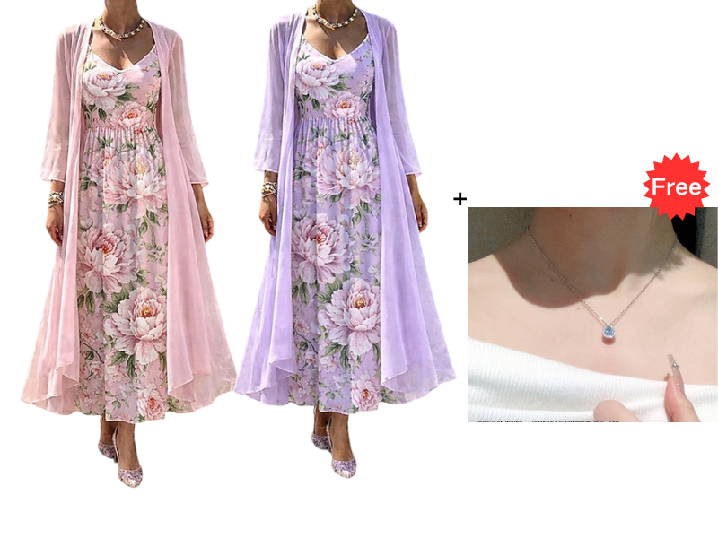 🌸👗Elegantes zweiteiliges Blumenkleid-Set für Damen – der perfekte Look für den Sommerurlaub✨