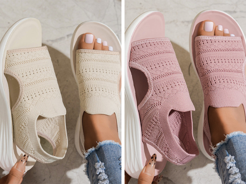👟 Atmungsaktive Plateausandalen aus Strickstoff für Damen – bequem & modisch