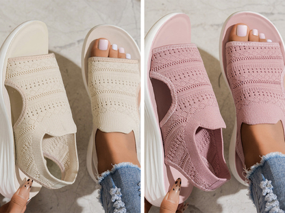 👟 Atmungsaktive Plateausandalen aus Strickstoff für Damen – bequem & modisch