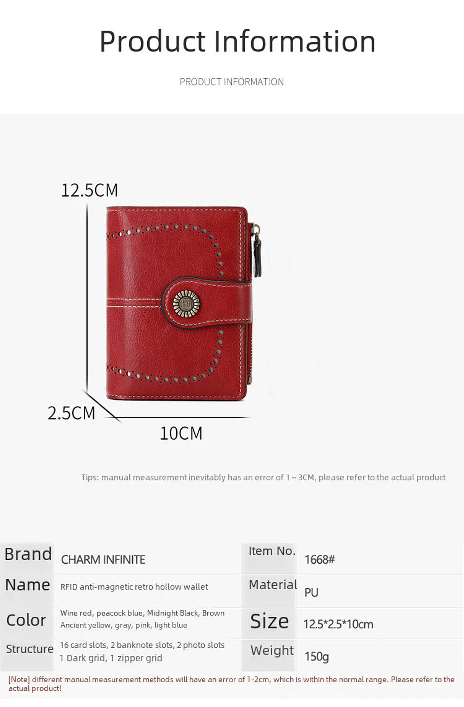 🎁RFID-Schutzhülle für Damen mit kurzem Reißverschluss und mehreren Kartenfächern und Schnalle🎁