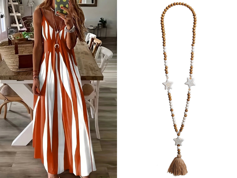 👗Elegantes Träger-Maxikleid mit Druckmuster, bequem für Alltag & Urlaub