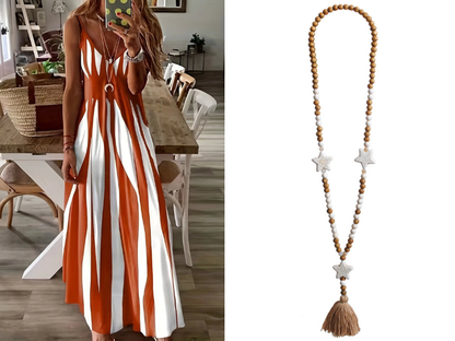 👗Elegantes Träger-Maxikleid mit Druckmuster, bequem für Alltag & Urlaub