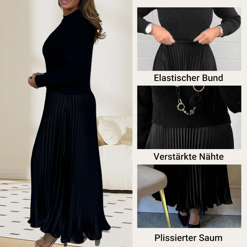 👗 60% RABATT! ✨ Damen Kleid mit Rundhalsausschnitt & Falten – Elegant, Fließender Schnitt & Perfekt für Anlässe 💃