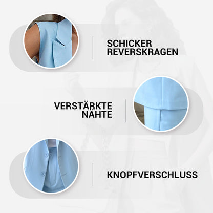 💖Stilvolles Set aus ärmellosem Blazer und hoch taillierter Hose für Damen