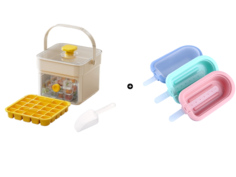 🧊 Eiswürfelform mit Aufbewahrungsbehälter & Ein-Knopf-Bedienung – müheloses Entnehmen, perfekt für Zuhause, Partys & Balkon