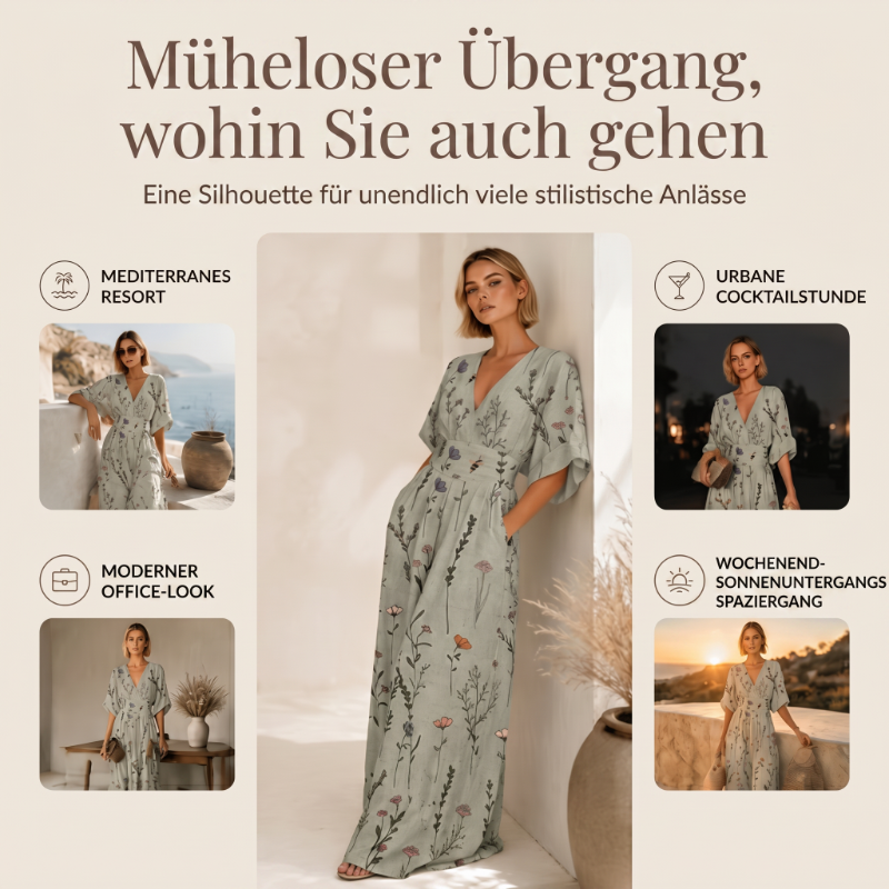 🌙 Heute um Mitternacht vorbei – verpassen Sie es nicht, sonst warten Sie ein Jahr! Damen elegantes V-Ausschnitt-Print-Jumpsuit
