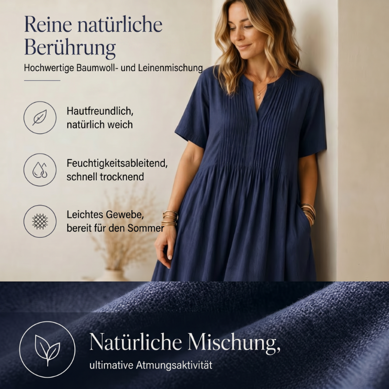 🔥 🔥Nur heute – Bis zu 50% RABATT 👗 Damen lockeres lässiges V-Ausschnitt Kleid✨