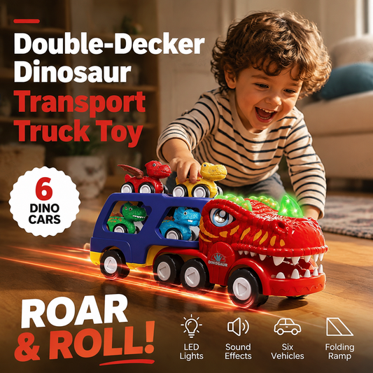 🚛 Spielzeug-Doppeldecker-Dinosaurier-Transport-Lkw – großes Fassungsvermögen, robust & vielseitig – perfekt für kleine Entdecker – fördert Kreativität & Motorik | Versandfrei