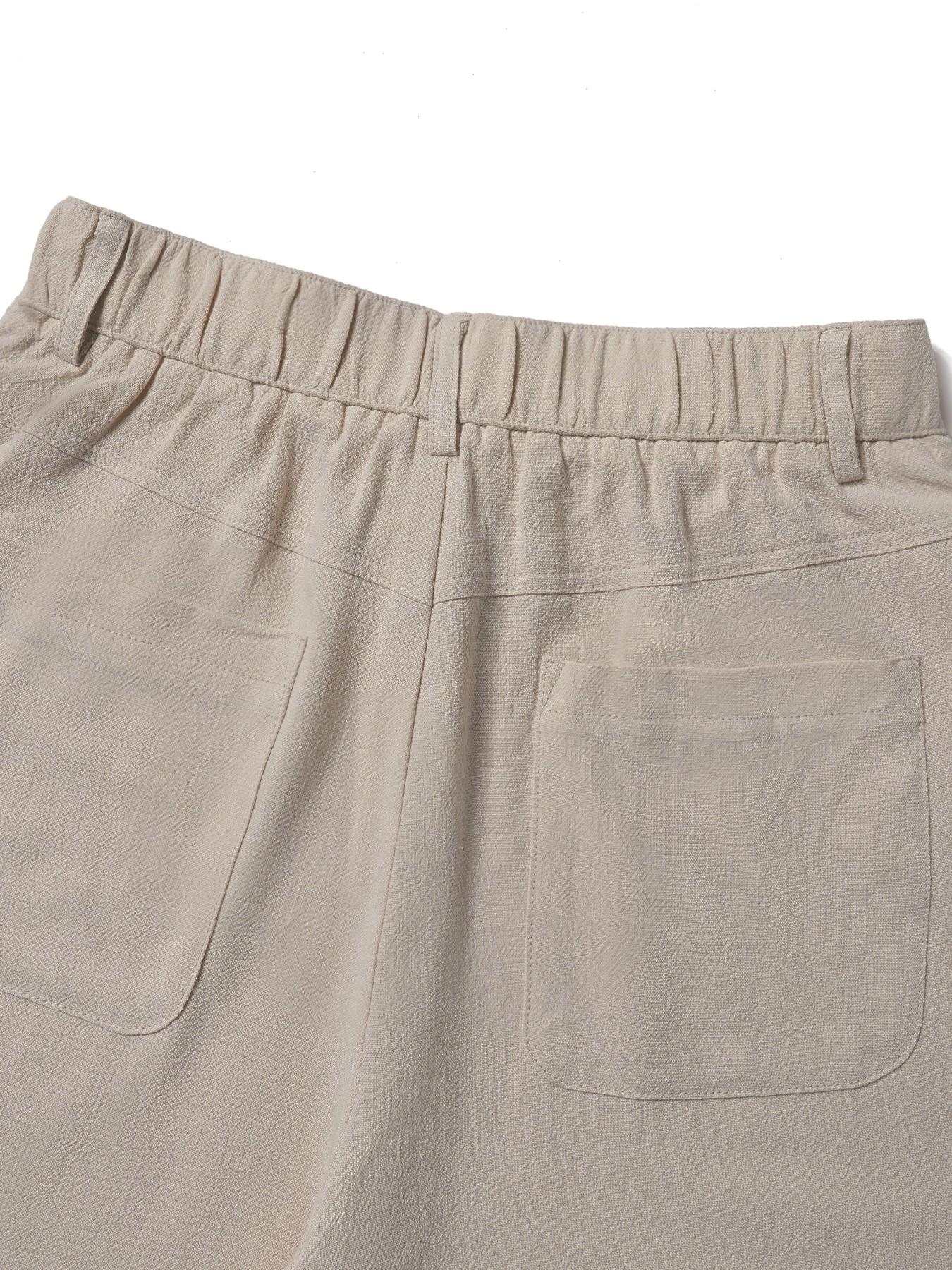 🔥Damen Palazzo-Hose aus Baumwoll-Leinen-Mischgewebe, sommerlich fließend, weit geschnitten, gerades Bein, mit Tasche, lässige, einfarbige Loungehose mit weichem, elastischem Bund und hohem Bund.