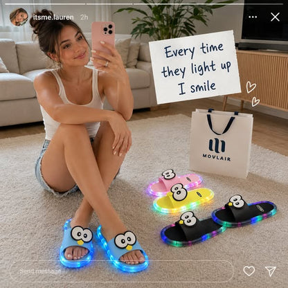⏰👣👀 Süße Hausschuhe mit leuchtenden Cartoon-Motiven | Weicher Stoff, rutschfeste Sohle, gemütlich für Zuhause